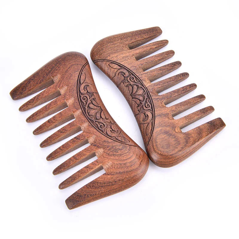 "Revitalize Your Hair with Our Natural Ebony Anti-Static Massage Comb - Portable, Wide-Toothed, and Made from Solid Wood!"