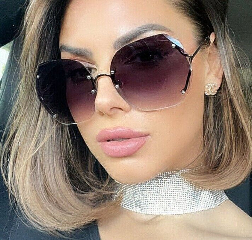 OVERSIZED Big " RIMLESS" Gradient Lens Women Sunglasses SHADZ GAFAS FASHION