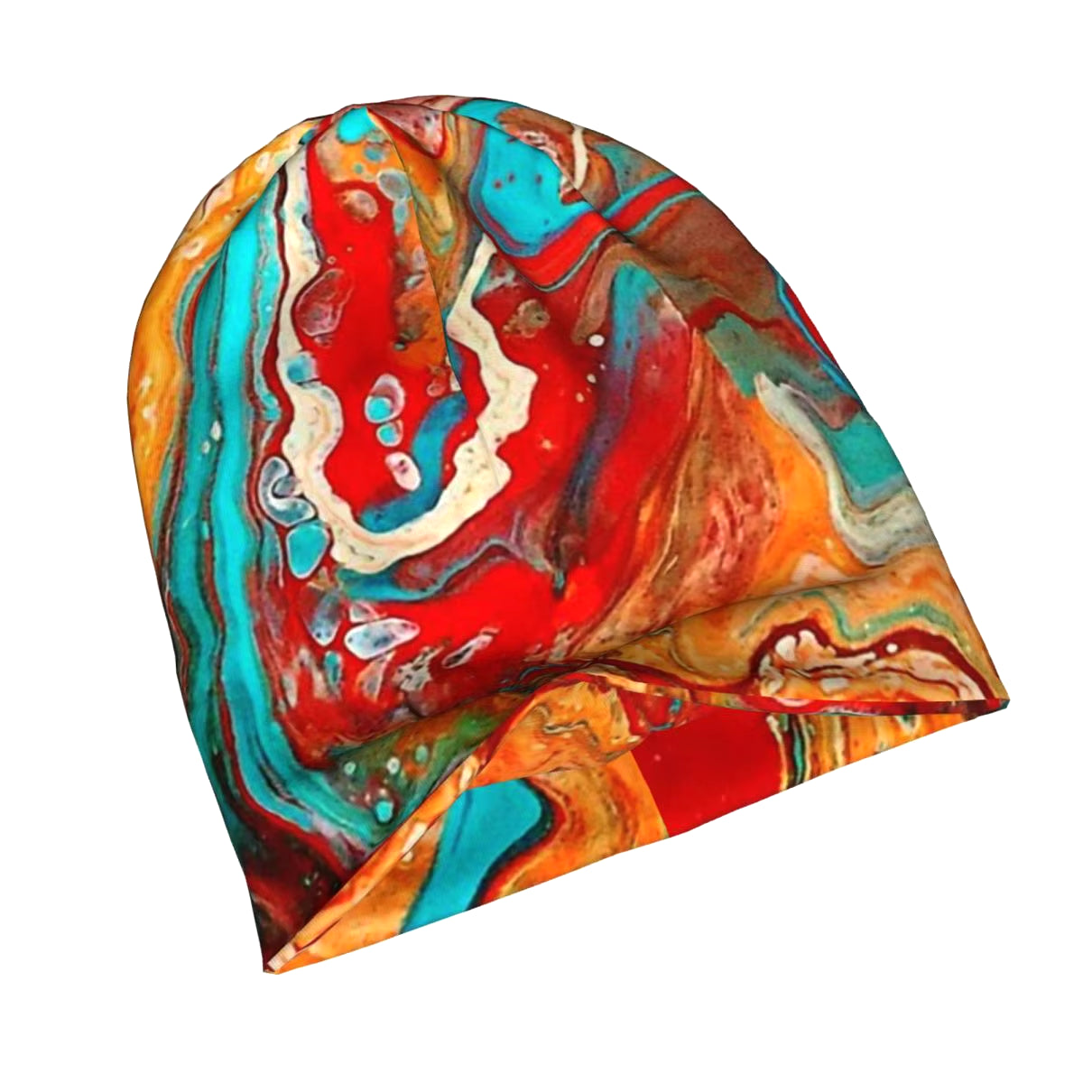 Bonnet Hats Marble Men Women'S Thin Hat Red Orange Teal Paint Pour Throw Pillow Autumn Spring Warm Cap Street Skullies Caps