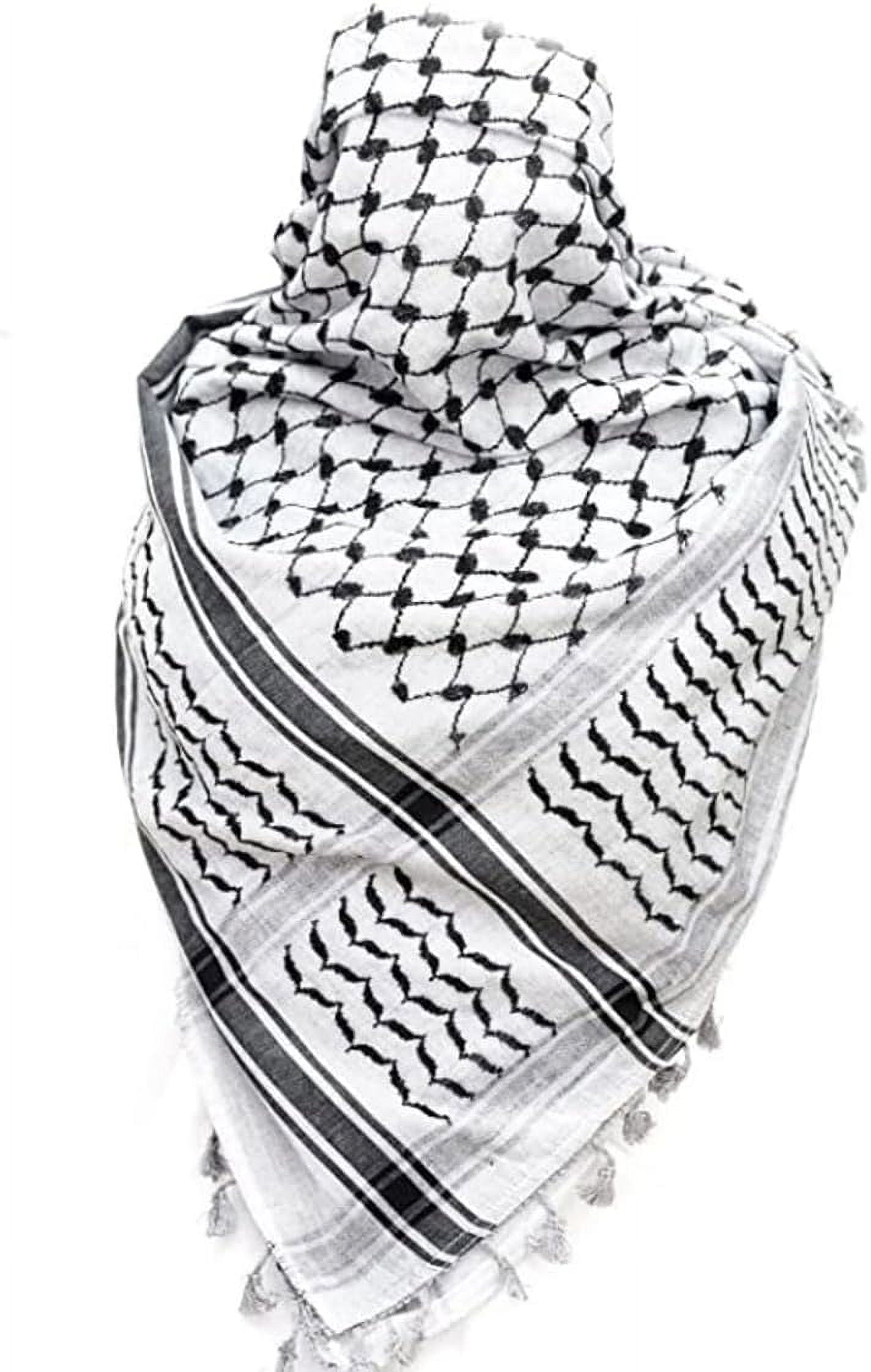 Houndstooth Palestine Scarf Keffiyeh Arafat Hatta Cotton Wide Scarf with Tassels, Shemagh Arab Cotton Unisex Scarves