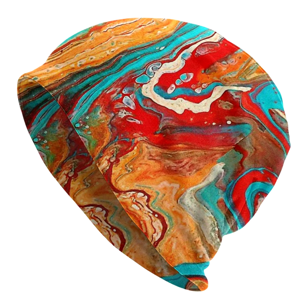 Bonnet Hats Marble Men Women'S Thin Hat Red Orange Teal Paint Pour Throw Pillow Autumn Spring Warm Cap Street Skullies Caps