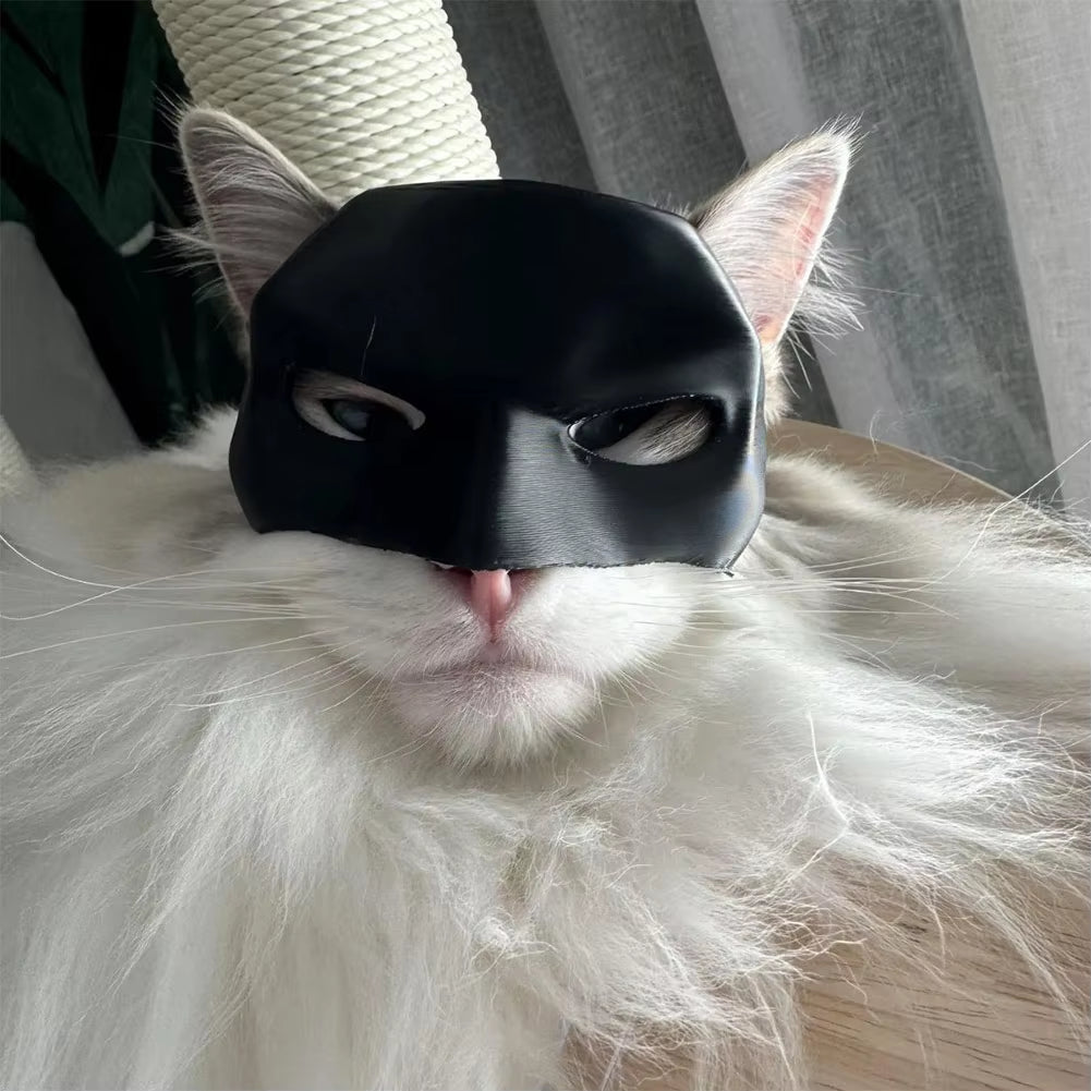 Black Bat Cat Avenger Mask Half Face Cat Bat Mask Handmade Cat Mask Halloween Costume Cosplay Decoration Birthday Gifts Pet Toys