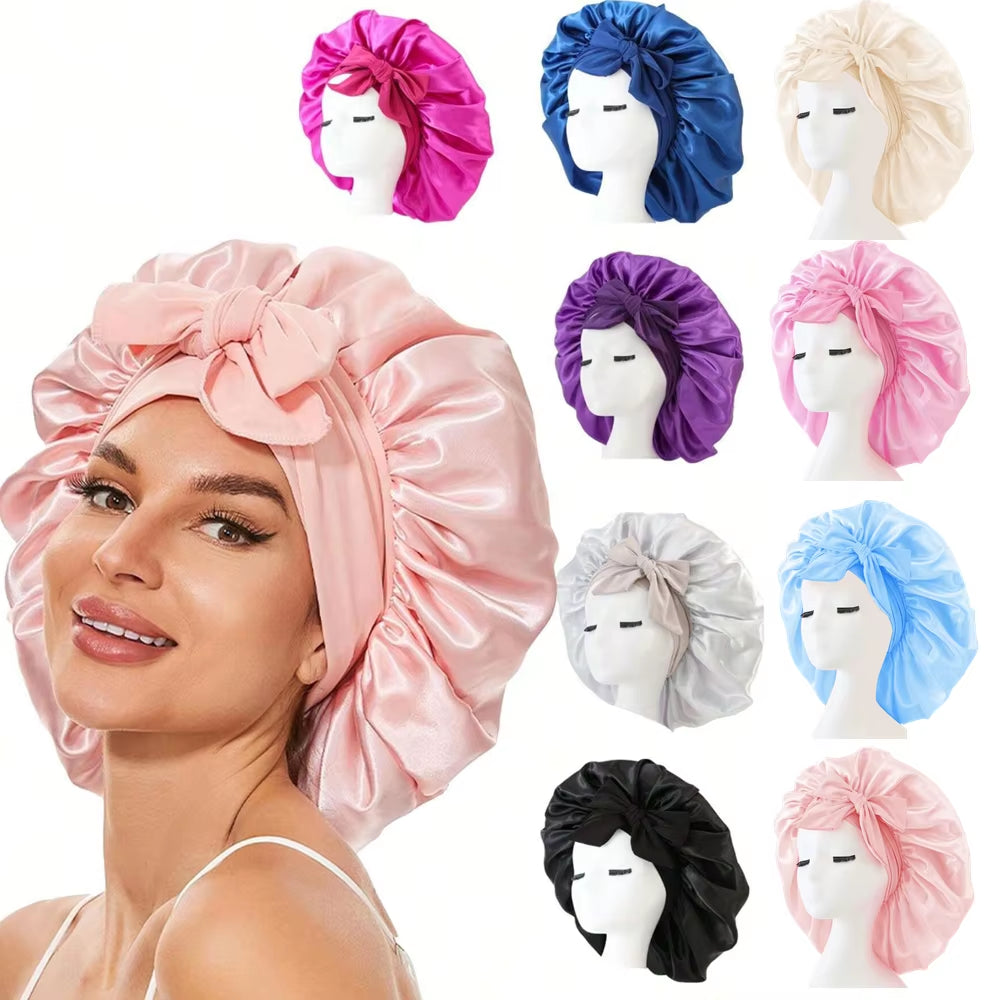 Satin Bonnet Silk Bonnet Adjustable Bonne for Sleeping Hair Bonnet with Tie Band Bonnets for Women Men